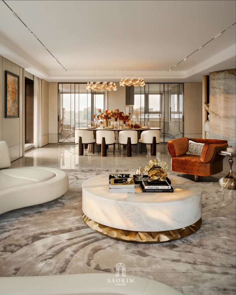 Thiết kế phòng ăn penthouse phong cách Contemporary art deco - Khi gu sống được kể bằng ngôn ngữ của chất liệu
